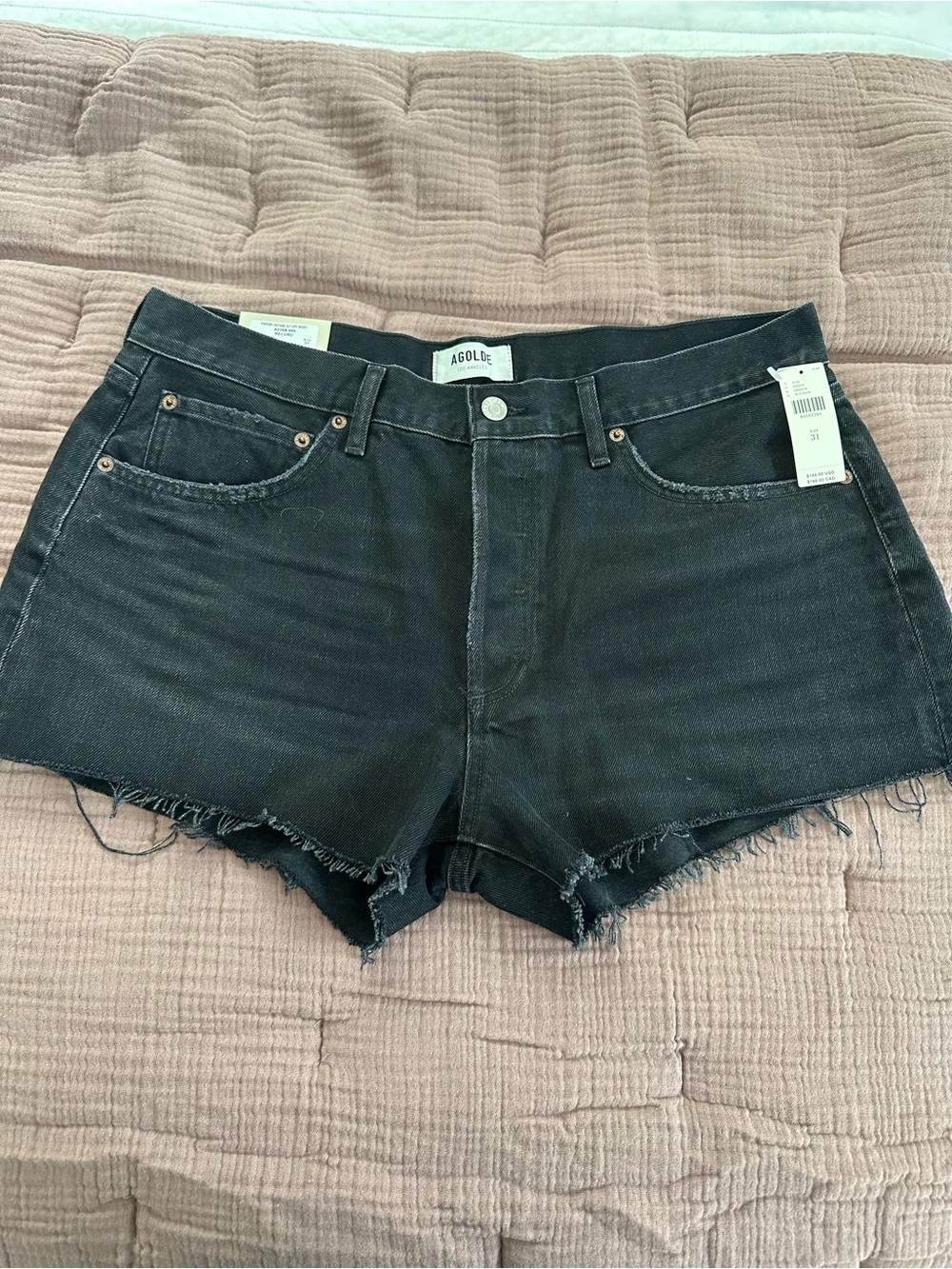 AGOLDE Parker Vintage Cut Off Shorts Record Black Denim Size 31 NWT